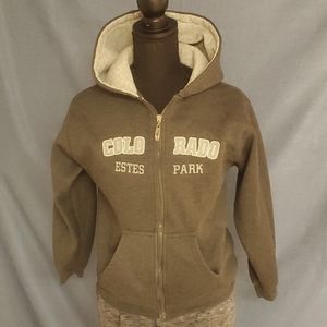 Zip up hooded sweat shirt